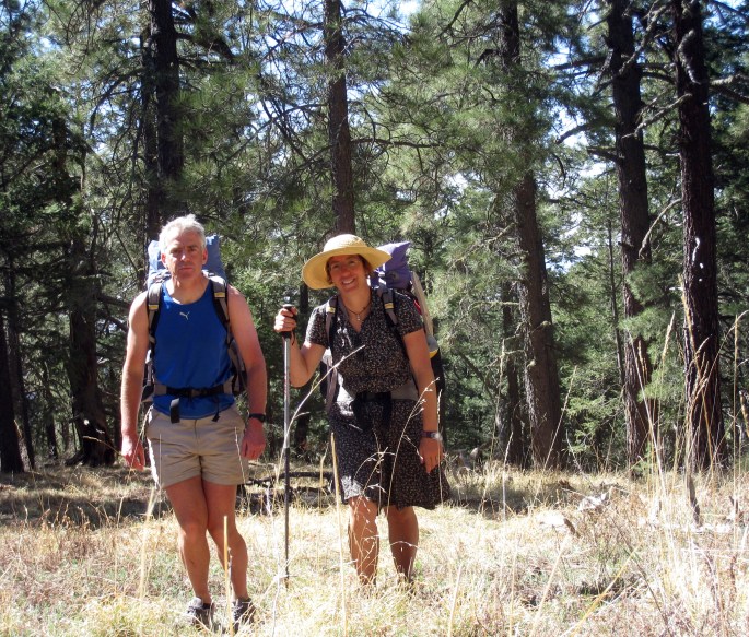 b and m hiking together